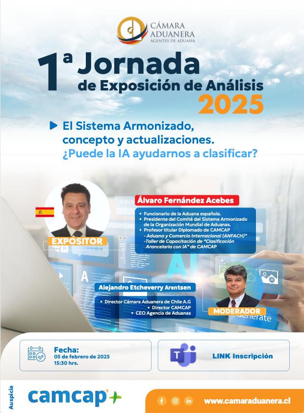 1° Webinar 2025 de la Cámara Aduanera de Chile: "El Sistema Armonizado. ¿Puede la IA ayudarnos a clasificar?"