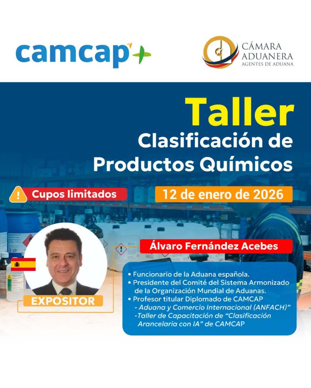 CAMCAP invita al taller sobre Clasificación de Productos Químicos con el Presidente del Sistema Armonizado de la OMA